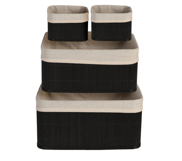 Set 4 cutii depozitare Home&Styling Collection, bambus, 38x27x18 cm, negru [1]