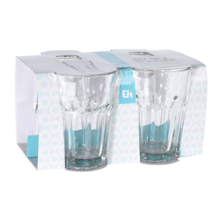 Set 4 pahare Excellent Houseware, sticla, 8x12 cm, 360 ml, transparent [3]