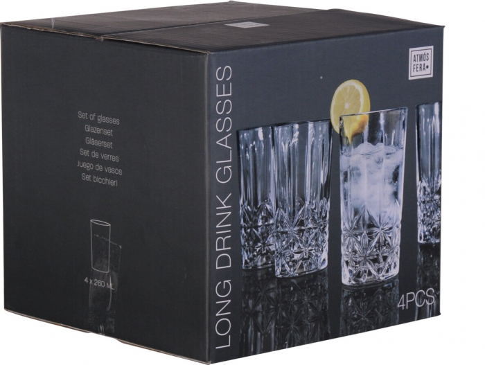 Set of 4 Excellent Houseware glasses, heat-resistant glass, 7x13 cm, 260 ml, transparent [2]