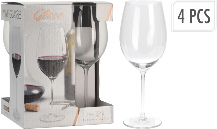 Set of 4 Excellent Houseware wine glasses, glass, 7x24 cm, 540 ml, transparent [3]