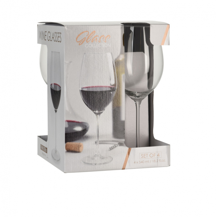 Set of 4 Excellent Houseware wine glasses, glass, 7x24 cm, 540 ml, transparent [2]