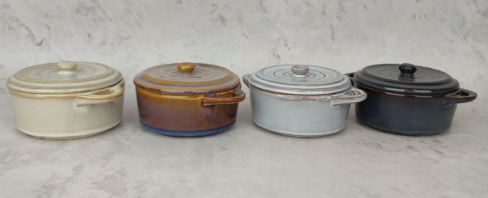 Set 4 ramekini cu capac Koopman, ceramica, 13.5x10x6.5 cm, 180 ml, multicolor [2]