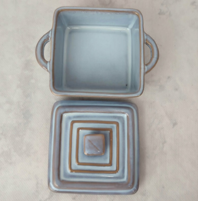 Set 4 ramekini cu capac Koopman, ceramica, 14x10.5x6.5 cm, 240 ml, patrat [10]