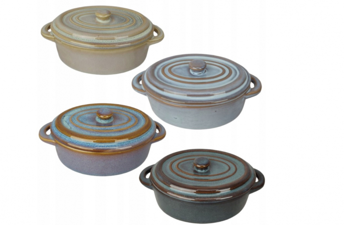 Set 4 ramekini cu capac Koopman, ceramica, 16x9x6.5 cm, 230 ml, multicolor [2]