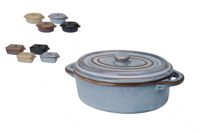 Set 4 ramekini cu capac Koopman, ceramica, 16x9x6.5 cm, 230 ml, multicolor [4]