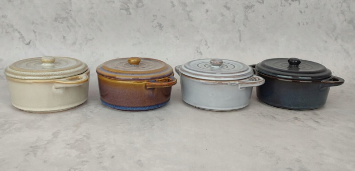 Set 4 ramekini cu capac Koopman, ceramica, 16x9x6.5 cm, 230 ml, multicolor [3]