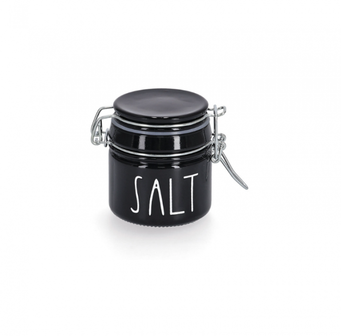 Set 4 recipiente depozitare condimente Zeller, sticla/metal, 270/100 ml, alb/negru [3]