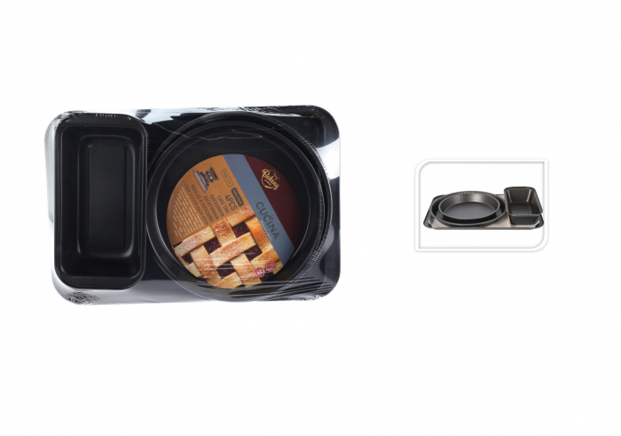 Set 4 tavi patiserie Excellent Houseware, otel carbon, 41x28 cm, negru [2]