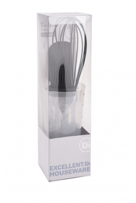Set 4 ustensile patiserie Excellent Houseware, plastoc/silicon, 7.5x16 cm, antracit/transparent [2]