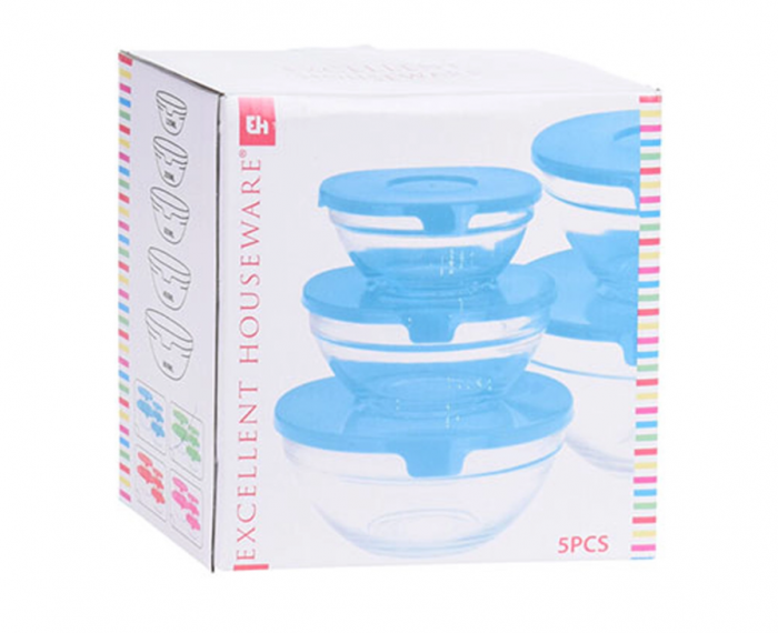 Set 5 boluri Excellent Houseware, sticla, 0.14/0.22/0.34/0.54/0.91 l, roz [3]