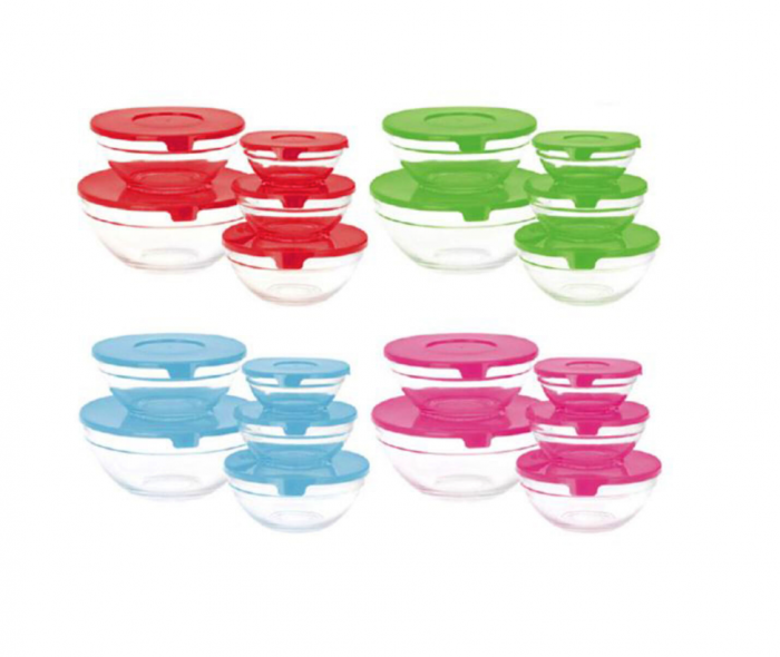 Set 5 boluri Excellent Houseware, sticla, 0.14/0.22/0.34/0.54/0.91 l, roz [2]