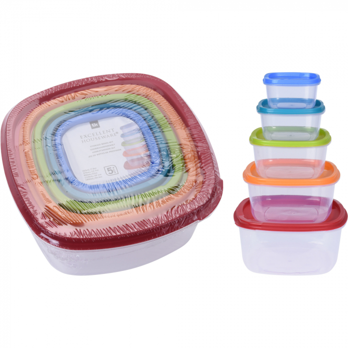 Set 5 cutii alimentare cu capac Koopman, plastic, multicolor [1]