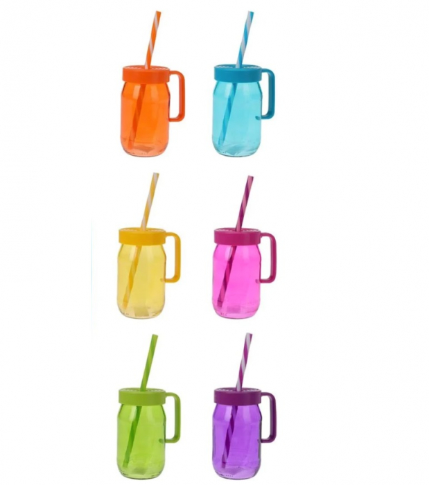 Set 6 cani pentru limonada Koopman, sticla , 7x12 cm, 370 ml, multicolor [8]