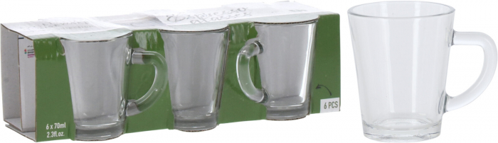 Set 6 cesti espresso Excellent Houseware, sticla, 5.5x6.5 cm, 70 ml, transparent [2]