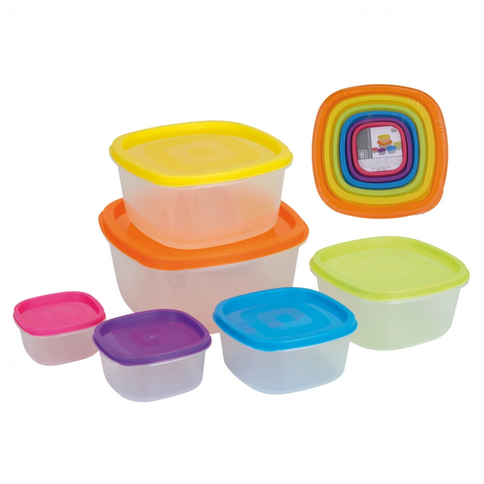 Set 6 cutii alimentare cu capac Koopman, plastic, multicolor [1]