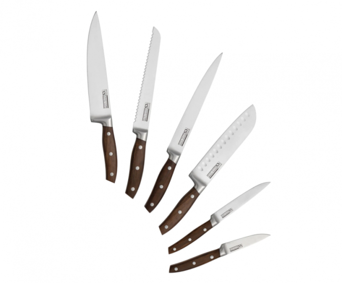 Set of 6 Carl Schmidt Sohn-Soltau knives, stainless steel, silver/brown [4]