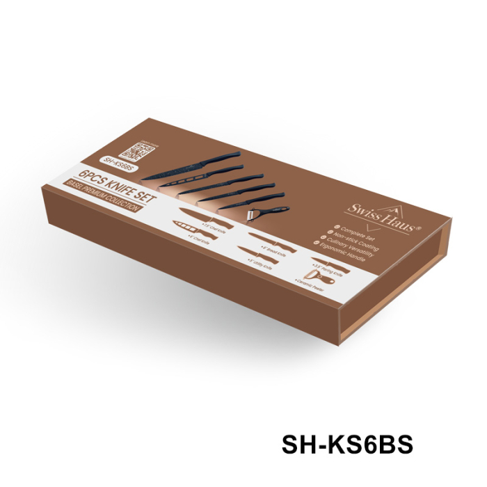 Set 6 cutite Swiss Haus, otel inoxidabil, 34x12x5 cm, negru [4]