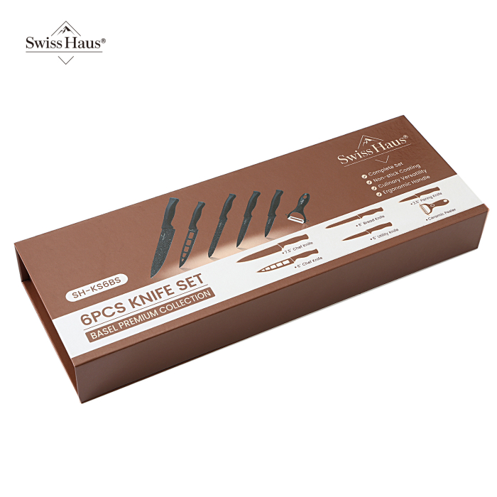 Set 6 cutite Swiss Haus, otel inoxidabil, 34x12x5 cm, negru [5]
