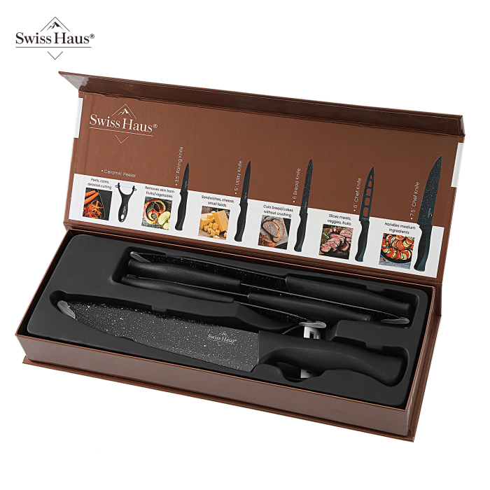 Set 6 cutite Swiss Haus, otel inoxidabil, 34x12x5 cm, negru [6]