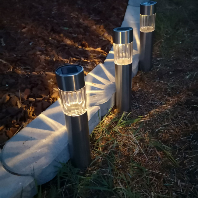 Set 6 lampi iluminat solar ProGarden, otel inoxidabil/sticla, 33x4.5 cm, argintiu [3]