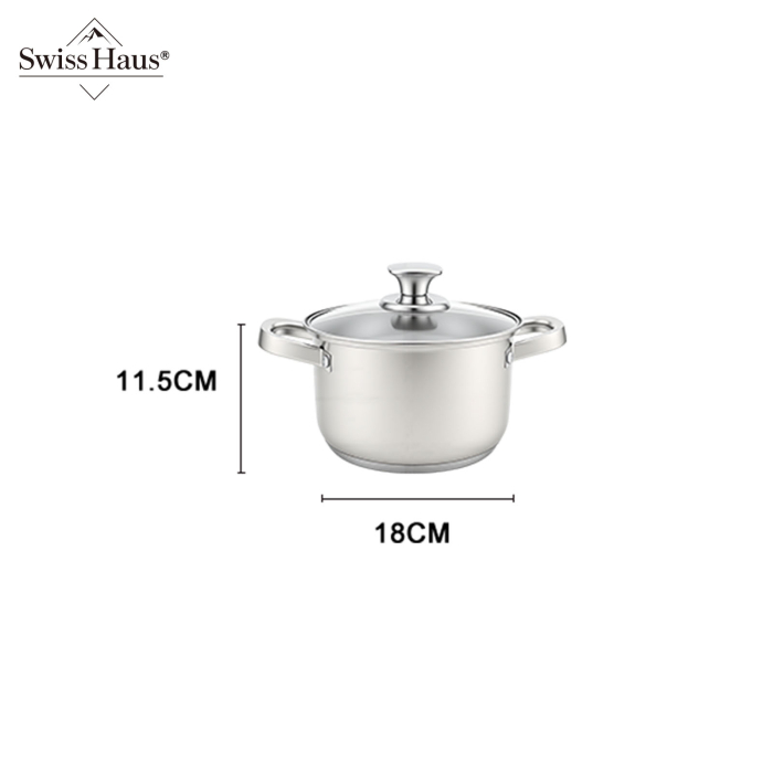 Set 6 oale cu capac Swiss Haus-Montreaux, otel inoxidabil, 16/18/20/24 cm, argintiu [11]