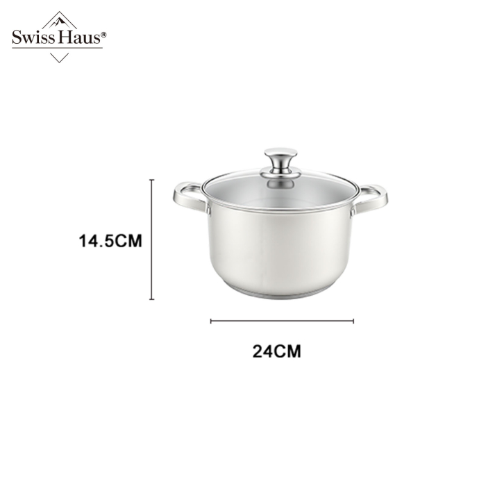 Set 6 oale cu capac Swiss Haus-Montreaux, otel inoxidabil, 16/18/20/24 cm, argintiu [13]