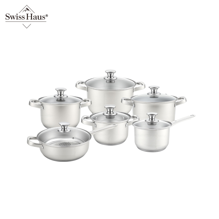 Set 6 oale cu capac Swiss Haus-Montreaux, otel inoxidabil, 16/18/20/24 cm, argintiu [15]