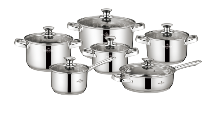 Set 6 oale cu capac Swiss Haus-Montreaux, otel inoxidabil, 16/18/20/24 cm, argintiu [17]