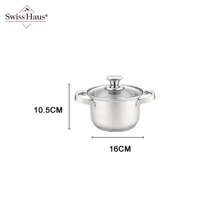 Set 6 oale cu capac Swiss Haus-Montreaux, otel inoxidabil, 16/18/20/24 cm, argintiu [9]