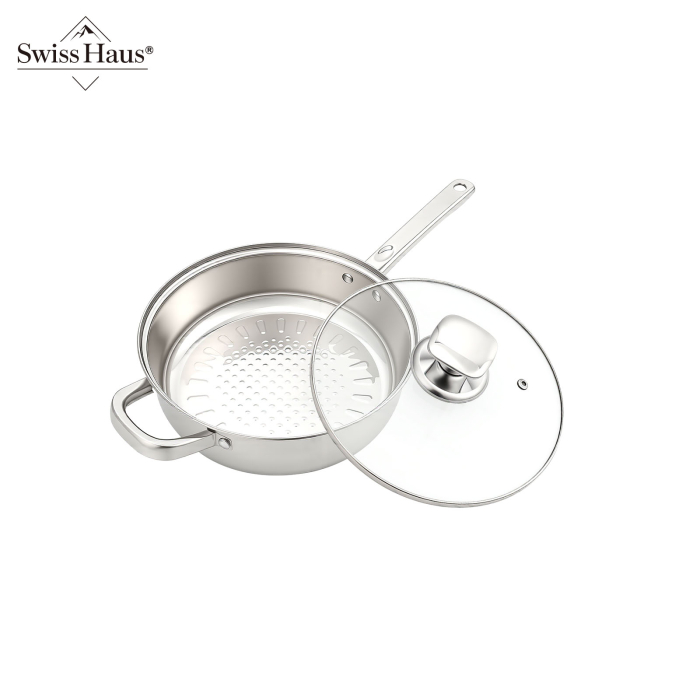 Set 6 oale cu capac Swiss Haus-Montreaux, otel inoxidabil, 16/18/20/24 cm, argintiu [16]