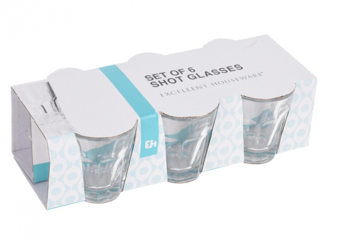 Set 6 pahare shot Excellent Houseware, sticla termorezistenta, 5x5.5 cm, 40 ml, transparent [3]