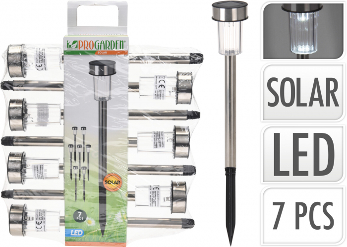 Set 7 lampi iluminat solar ProGarden, polipropilena, 5x36.5 cm, argintiu [2]