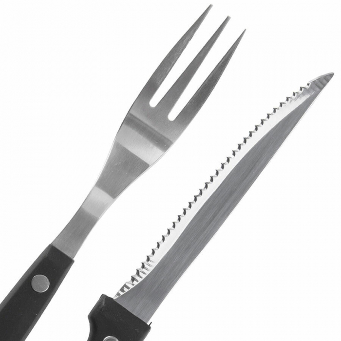 Set of 8 BBQ steak cutlery, stainless steel/plastic, 19/21 cm, silver/black [2]