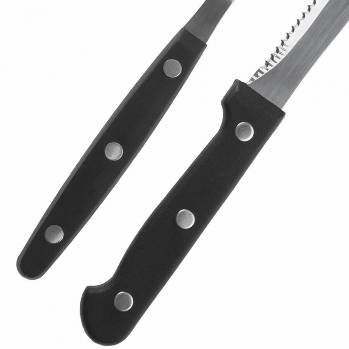 Set of 8 BBQ steak cutlery, stainless steel/plastic, 19/21 cm, silver/black [3]