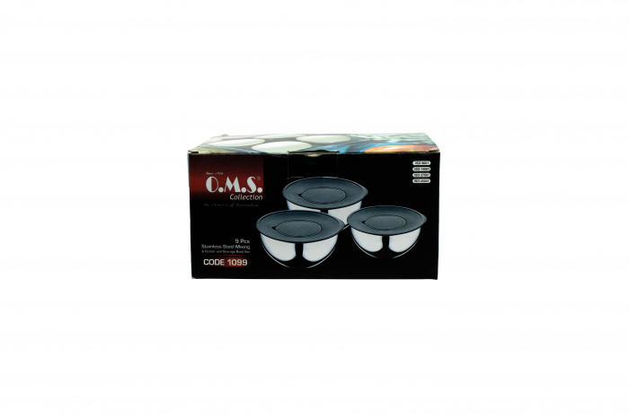 Set boluri 9 piese OMS-Mixing and Storage, otel inoxidabil 18/10, 16/20/24 cm, argintiu/negru [3]