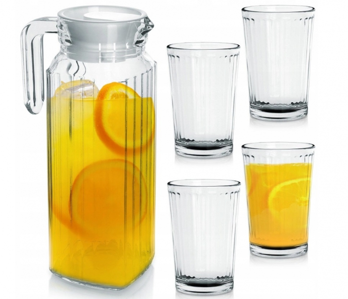 Set carafa si pahare Koopman International, sticla, 1.1 l, transparent [4]