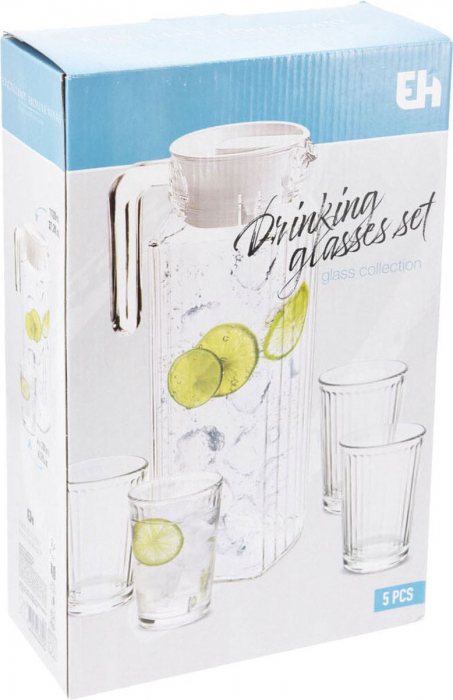 Set carafa si pahare Koopman International, sticla, 1.1 l, transparent [2]