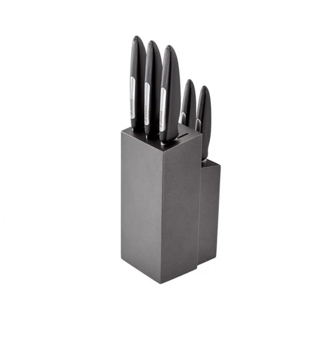 Judge-Sabatier IP knife set with stand, carbon steel, 9.5x12x36 cm, black/silver [2]