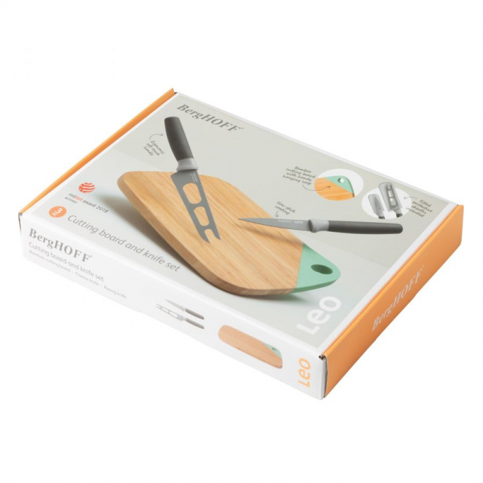 Set cutite si tocator BergHOFF-Leo, otel inoxidabil/bambus, multicolor [10]