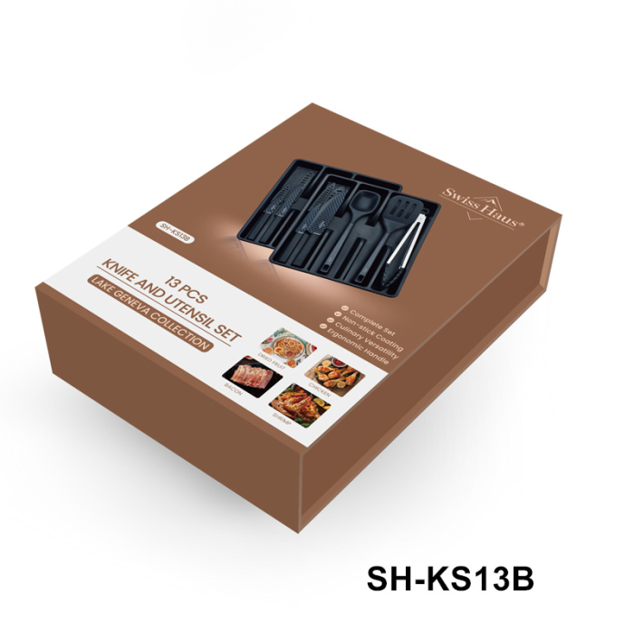 Set cutite si ustensile 13 piese Swiss Haus-Bakeware, otel inoxidabil/plastic, negru [3]