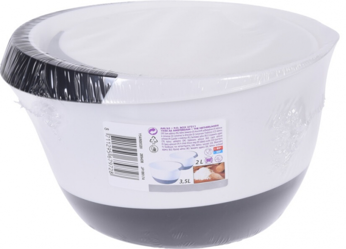 Set doua boluri mixare/servire Excellent Houseware, polipropilena, alb/negru [2]