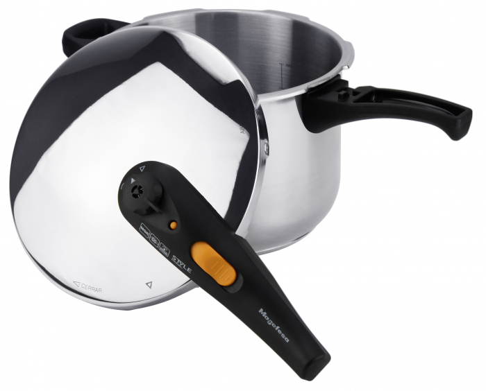 Set of two Magefesa-Style pressure cookers, stainless steel, 3/6 liters, silver/black [8]