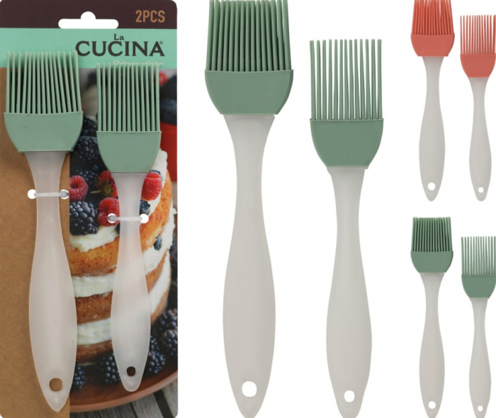 Set doua pensule patiserie Excellent Houseware, silicon/plastic, 20/17 cm, verde [2]