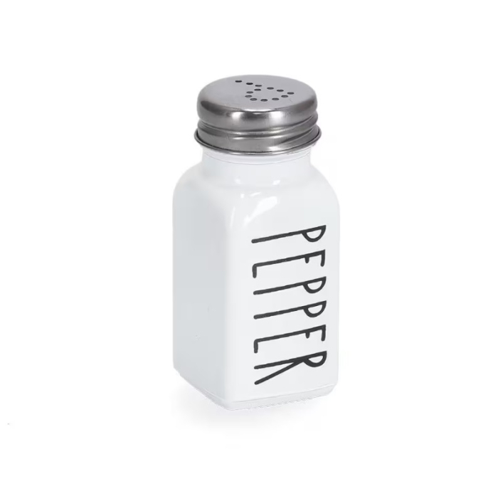 Set doua recipiente sare si piper Zeller, sticla/metal, 4x9 cm, 80 ml, alb/negru [2]