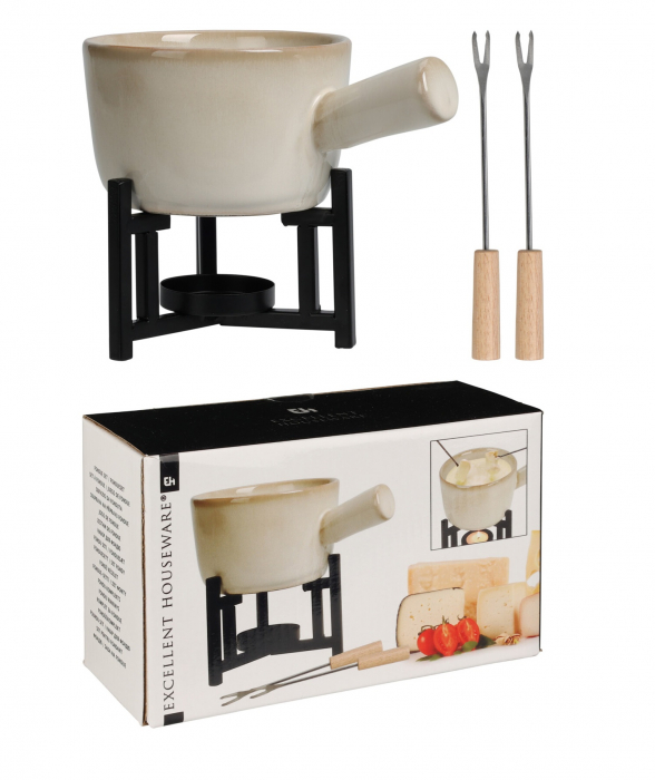 Excellent Houseware fondue set, porcelain, 17.6x11.9x7.5 cm, white/black [3]