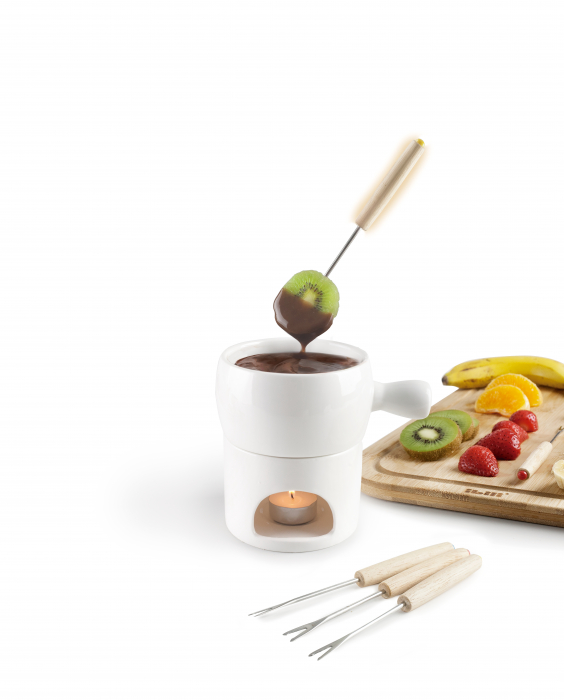Set fondue Ibili-Flexible Chocolate, ceramica, 11.5x14 cm, alb/maro [3]