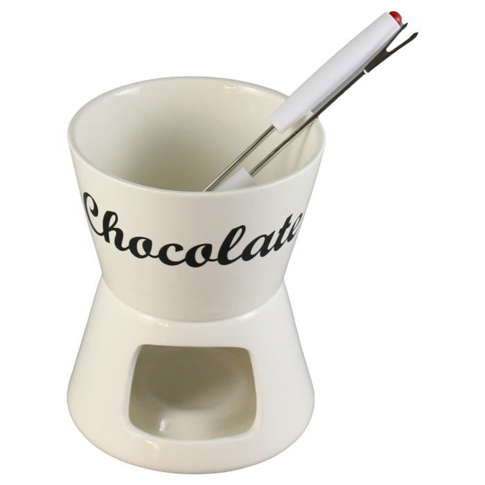 Set fondue pentru ciocolata Excellent Houseware, portelan, 12.5x15.5 cm, alb [4]