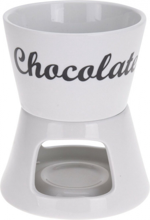 Set fondue pentru ciocolata Excellent Houseware, portelan, 12.5x15.5 cm, alb [2]