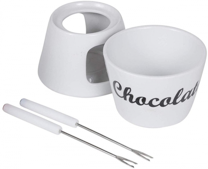 Set fondue pentru ciocolata Excellent Houseware, portelan, 12.5x15.5 cm, alb [3]