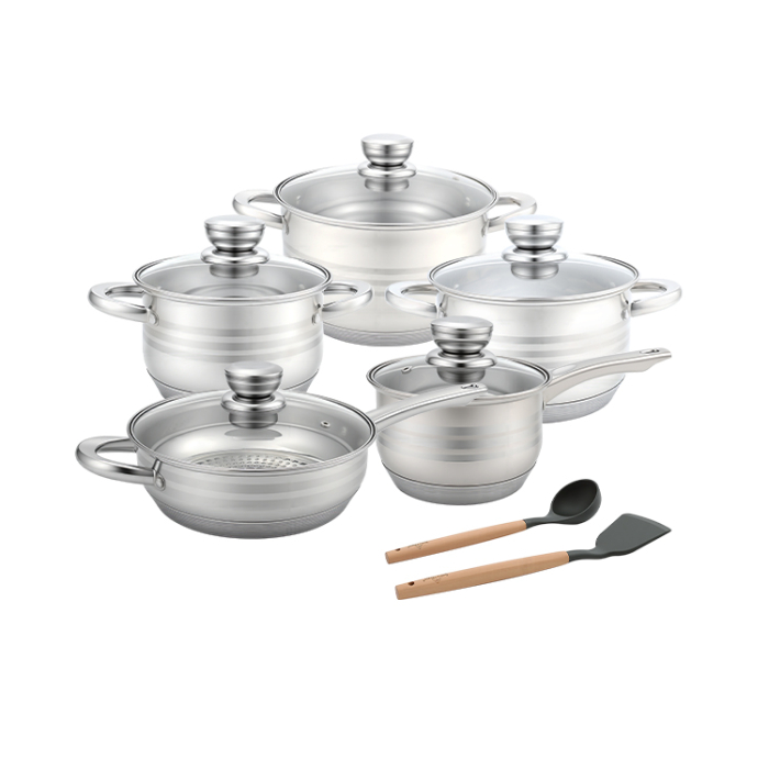 Set oale 12 piese Swiss Haus-Montreaux, otel inoxidabil, 16/18/20/24 cm, argintiu [14]